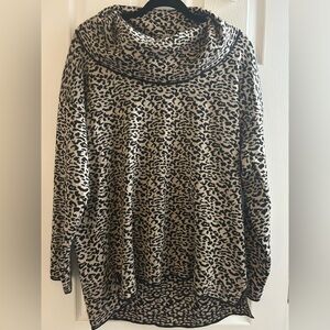 Calvin Klein Black and Tan Cowl Neck Sweater